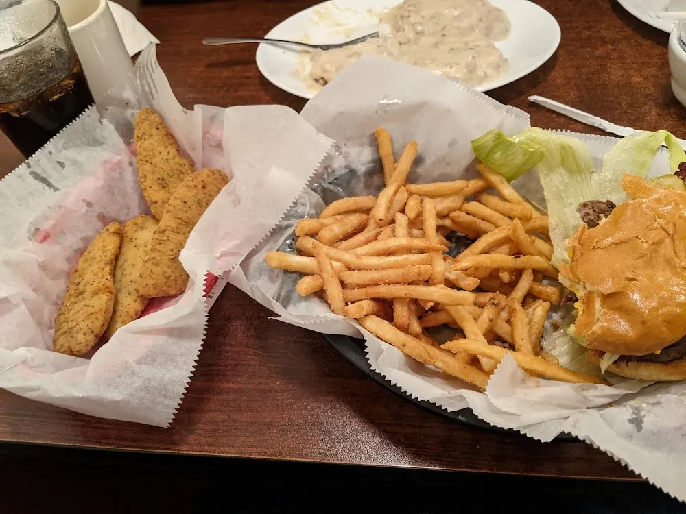 Double Bacon Deluxe Burger with Cheese and Fries